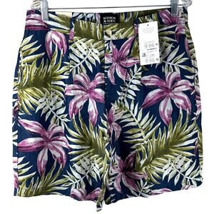 Scotch & Soda NWT Blue Floral Twilt Pleated Loose Fit Shorts Size 32 Tropical